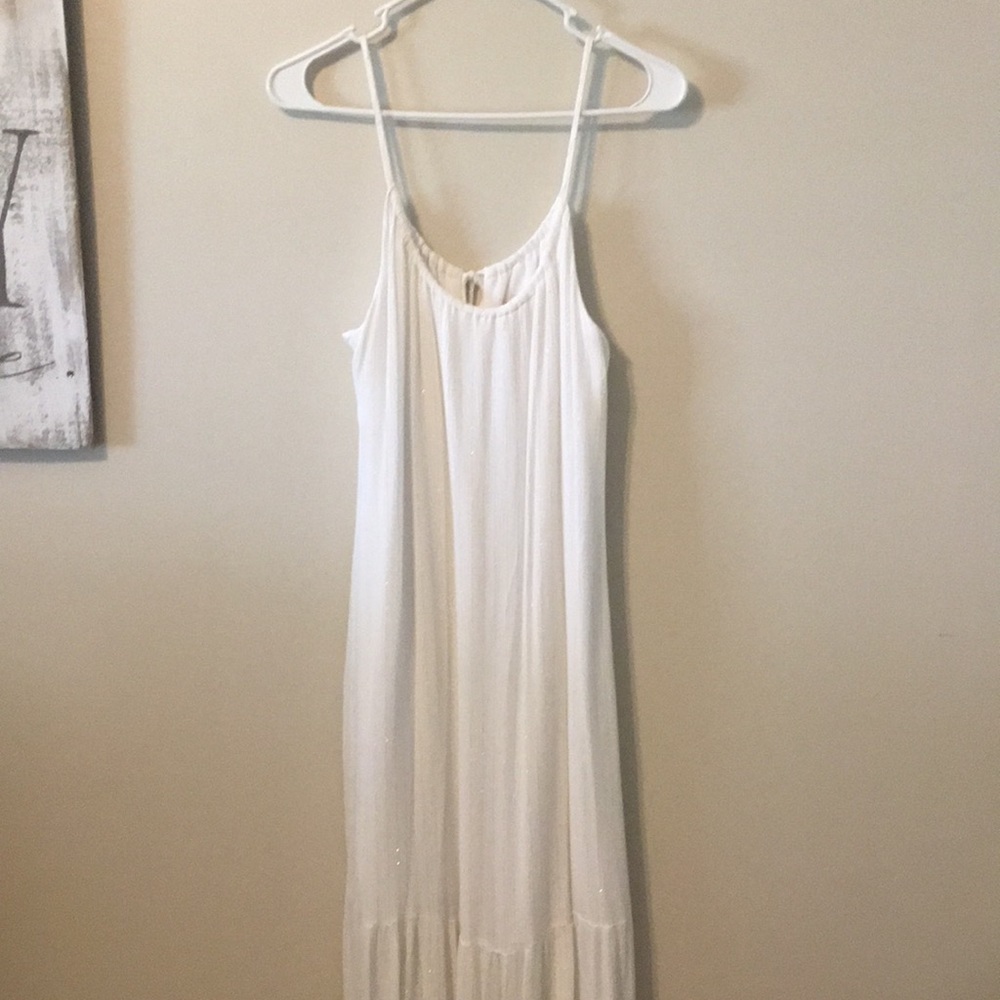White with Gold Detail Maxi Dress